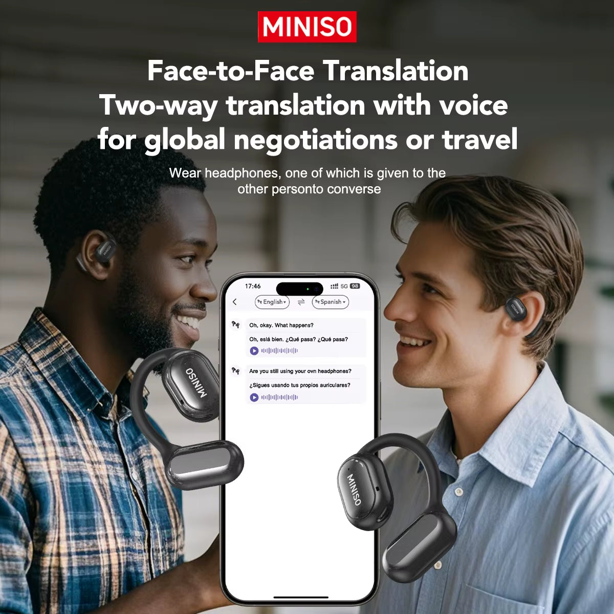 X30 Wireless Headphones Bluetooth Translation Earbuds Chat Headset Office Travel,Real-Time Translate Equalizer APP